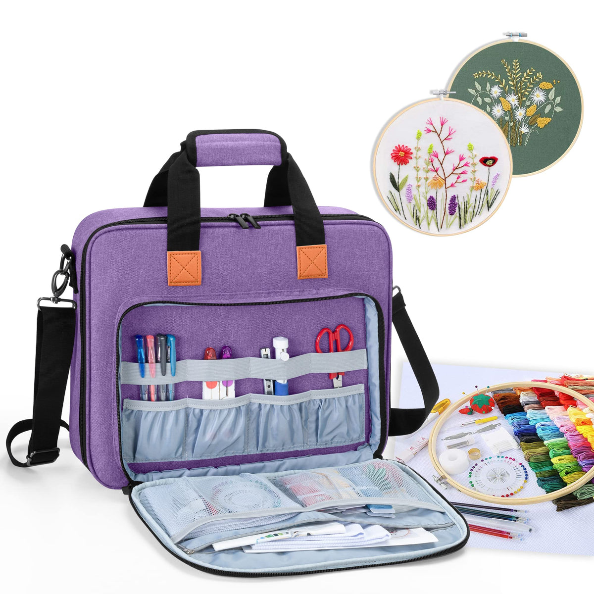 LUXJA Embroidery Project Bag, Embroidery Kits Storage Bag (Bag Only), Purple