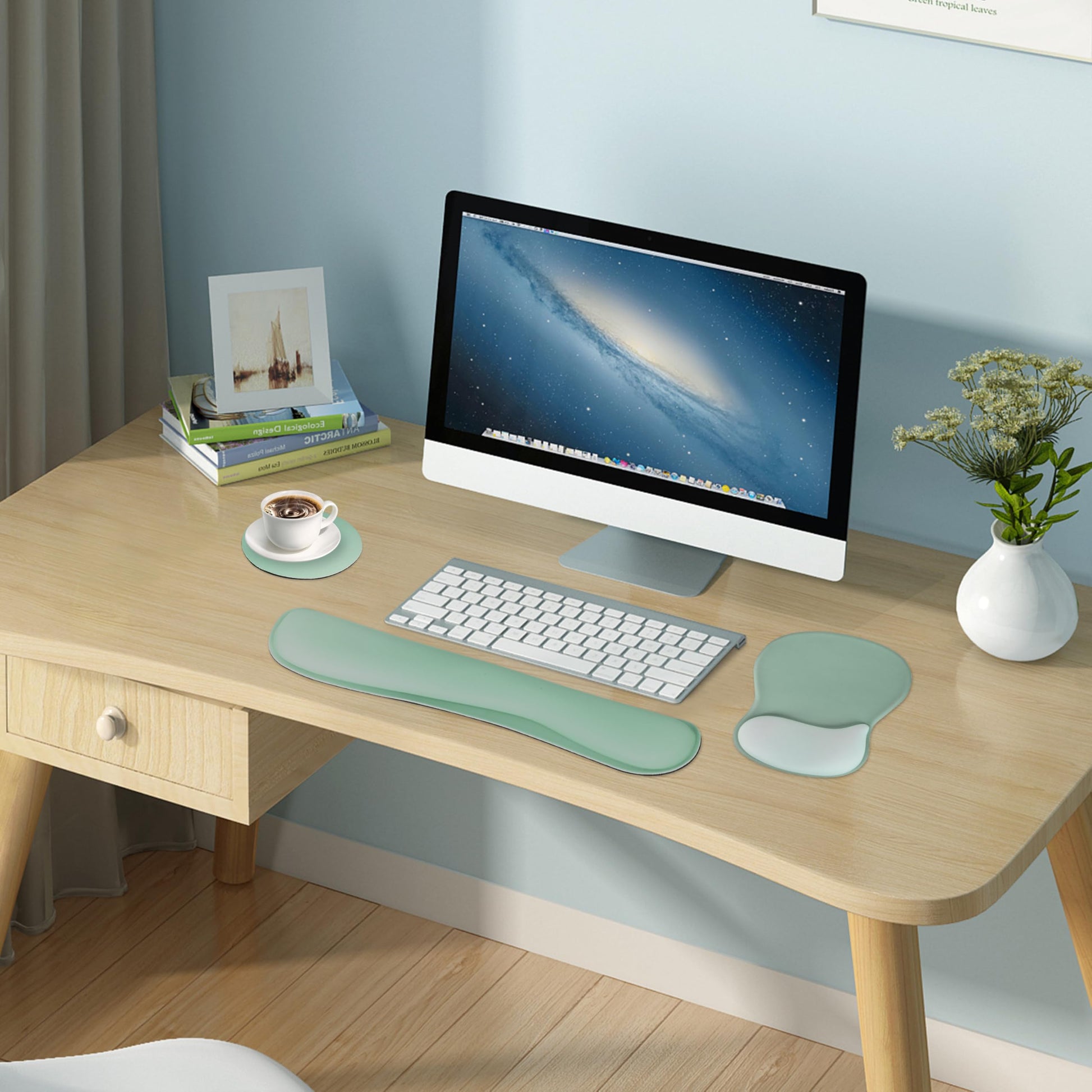 WINTOJO Wrist Rest Support for Mouse Pad Keyboard Set Circle Coaster Gaming Mouse Pad Ergonomic Gel