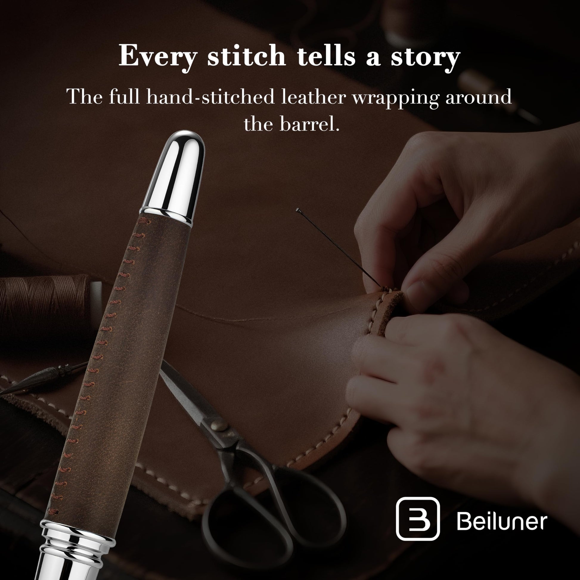 BEILUNER 318 Luxury, Elegant,Full Grain Oil Tan Crazy Horse Cowhide Leather