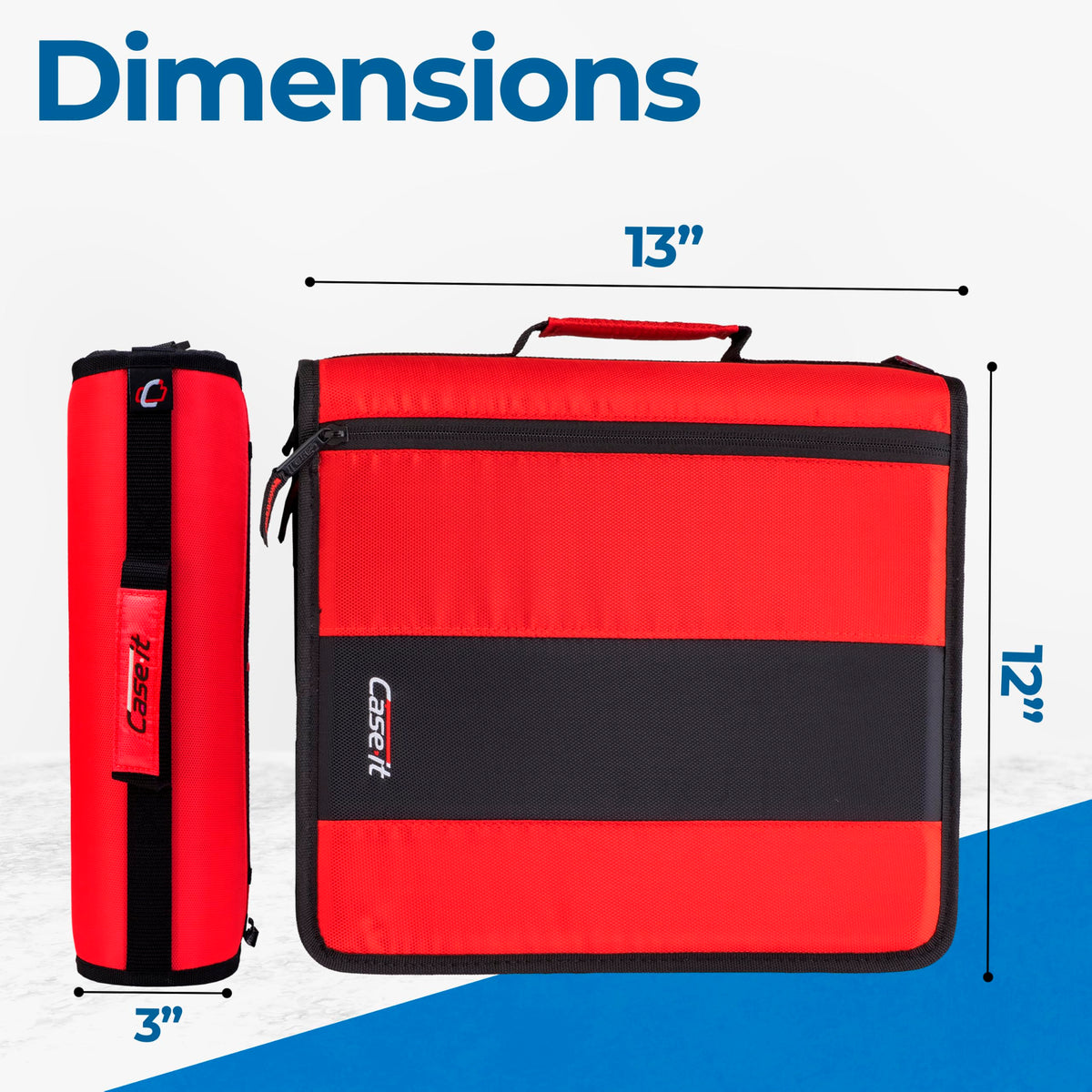 Case-it Zipper Binder | 2-Inch O-Rings | 350-Sheet | D-251 Fire Engine Red