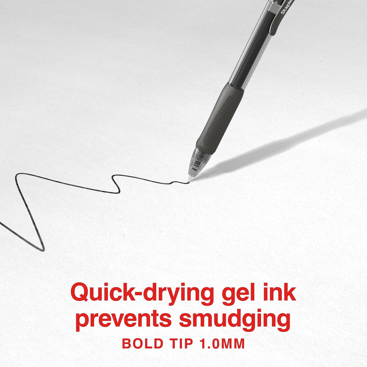 STAPLES ProGel Retractable Gel Pen, Bold Point, 1.0mm, Black Ink, 2/Pack