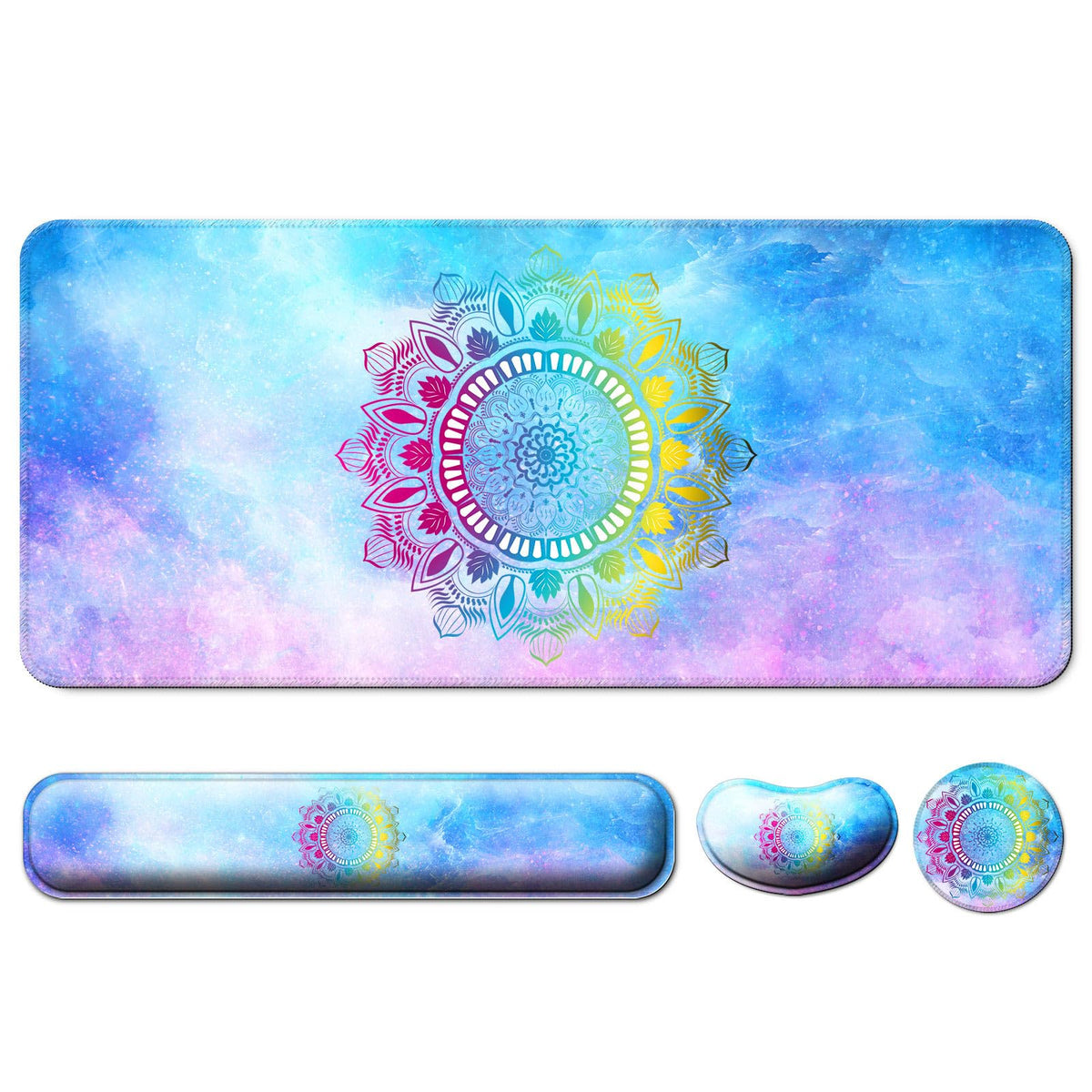 4 in 1 Mouse Pad and Keyboard Wrist Rest,Large Desk Mat,Coaster Set-Star
