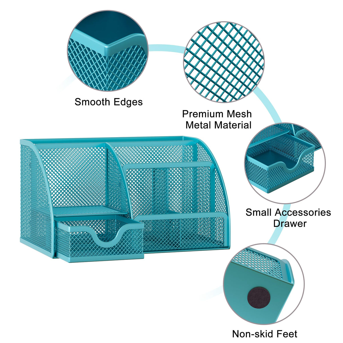 EasyPAG Mesh Desk Organizer with Drawer Multi-functional Pen Holder Stationery Organizer for Office