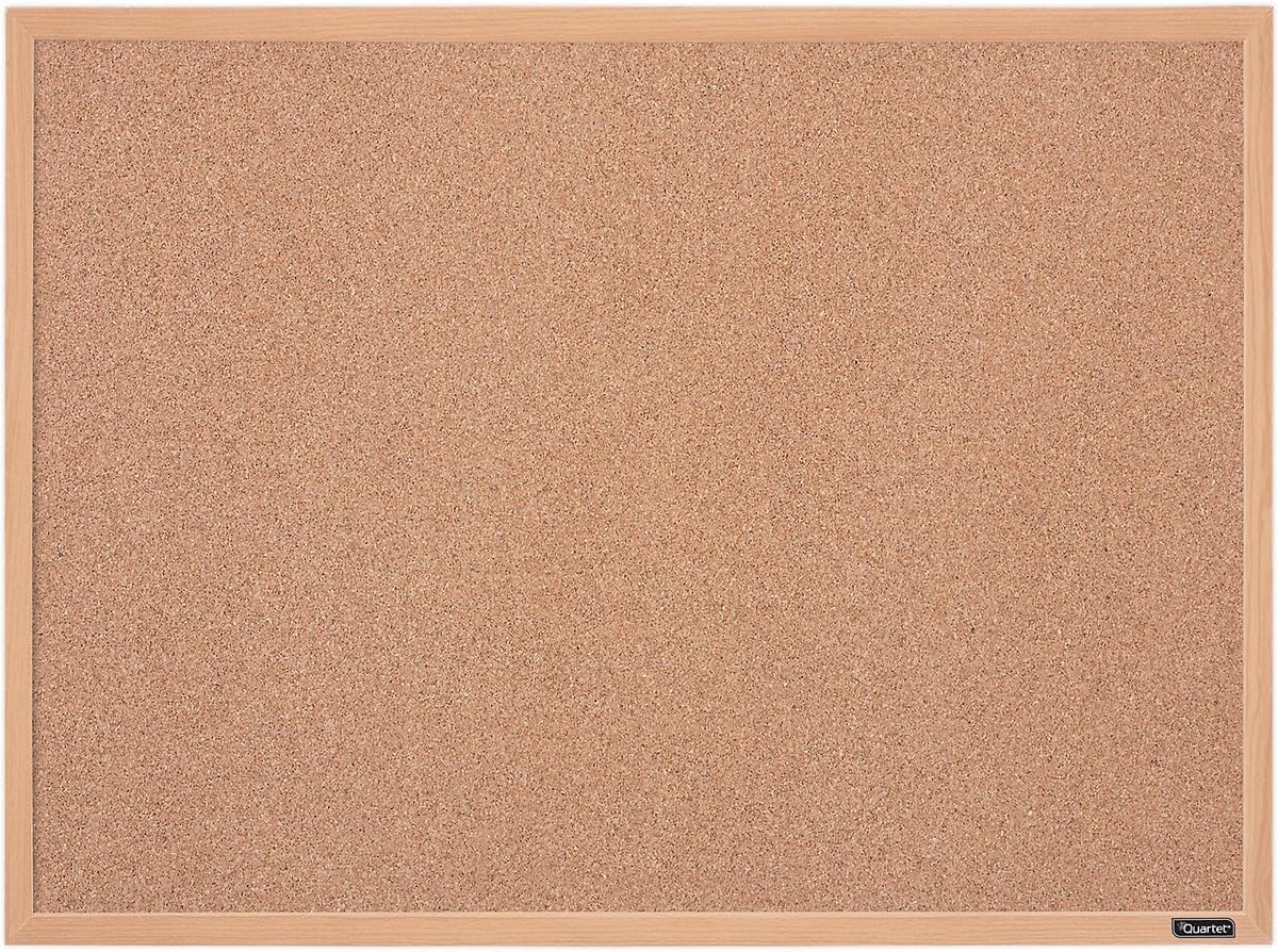 Quartet 35-380342Q Corkboard, Framed Bulletin Board, 17" x 23" Cork Board, Oak Finish Frame, Brown