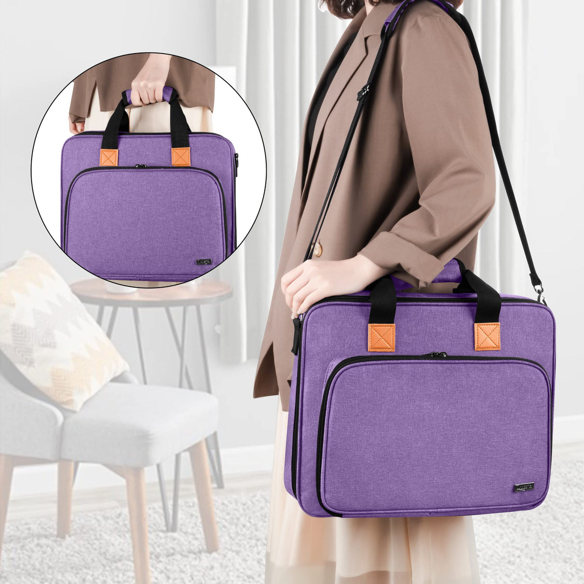 LUXJA Embroidery Project Bag, Embroidery Kits Storage Bag (Bag Only), Purple