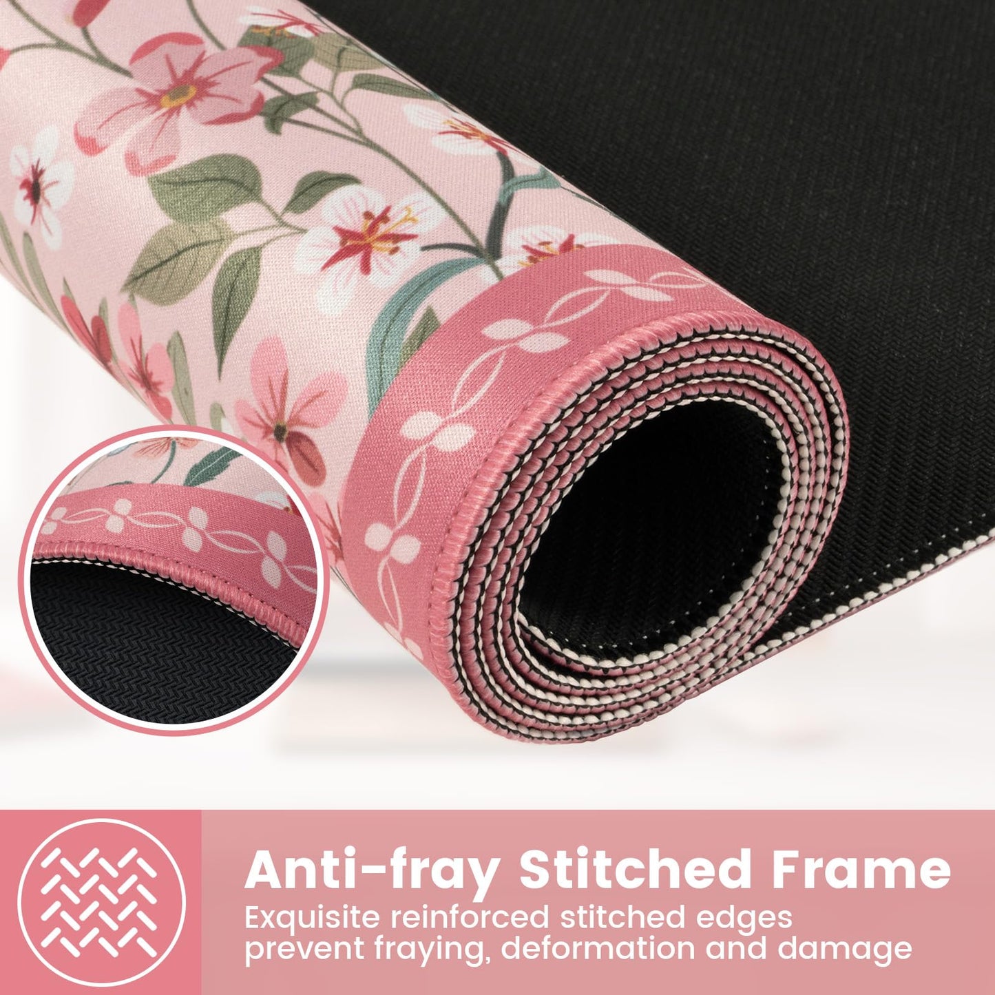 HAOCOO Floral Desk Pad, Waterproof Large Keyboard Mat Pad(Rose Pink)