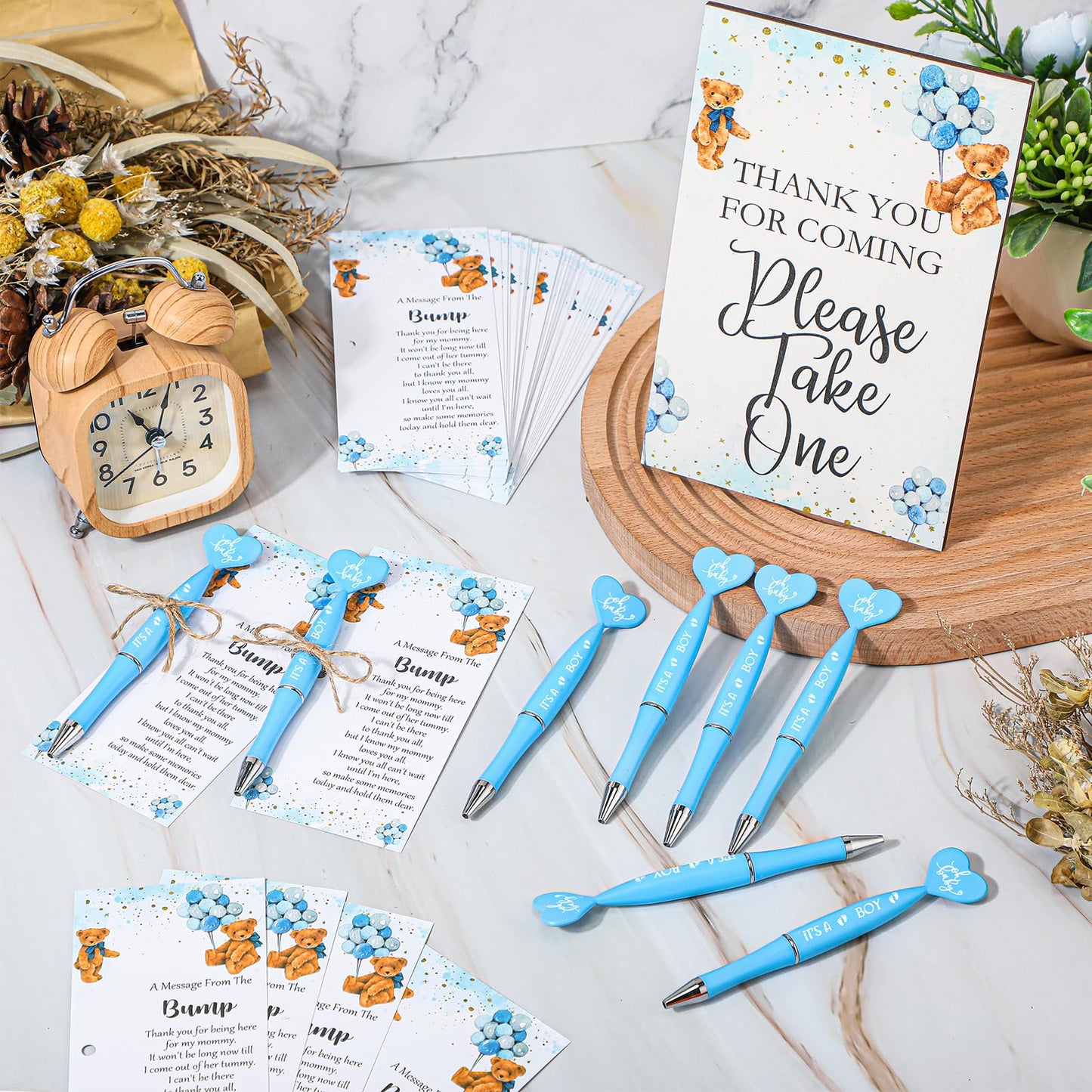 Qeeenar 50 Set Gender Reveal Gifts for Guests Baby Shower Favors, Blue