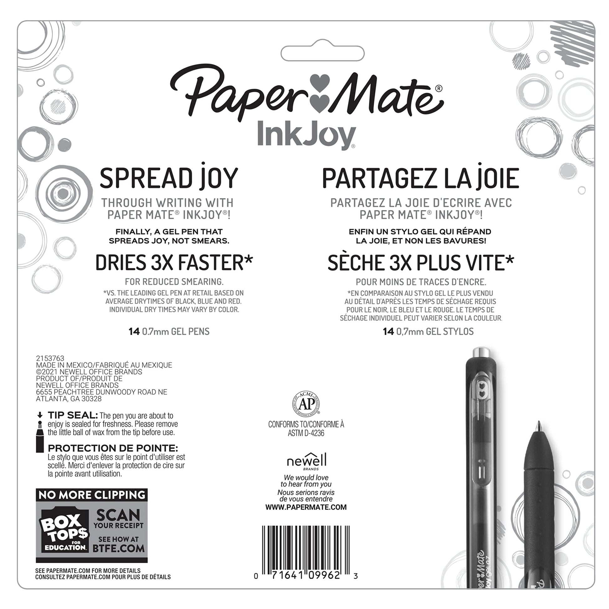 Paper Mate Colorful Gel Pens - InkJoy Gel Pens Assorted Medium Point (0.7). Perfect for Vibrant