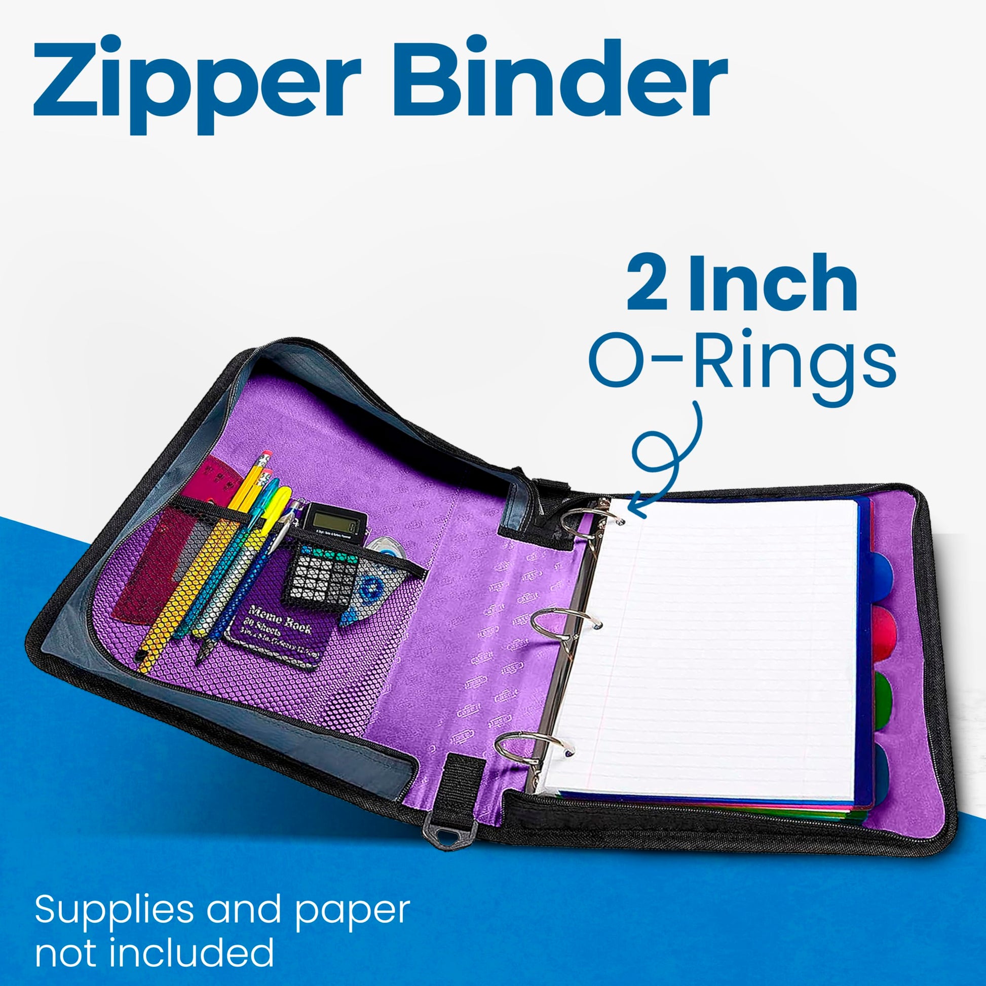 Case-it School Zipper Binder | 2-Inch O-Rings | 350-Sheet | D-251 Purple
