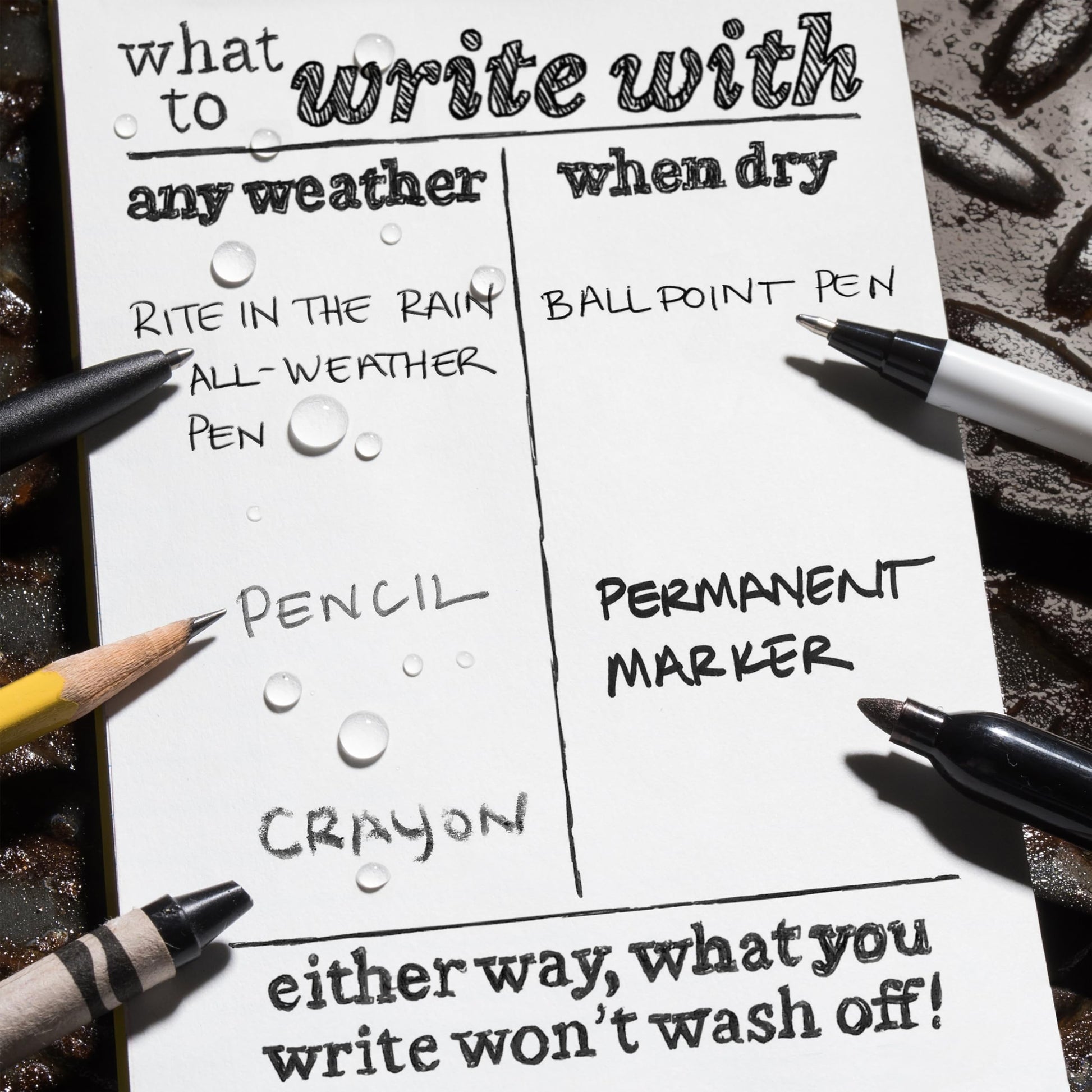Rite In The Rain Weatherproof Index Cards, 3" x 5", Universal Pattern, White (No. 191)