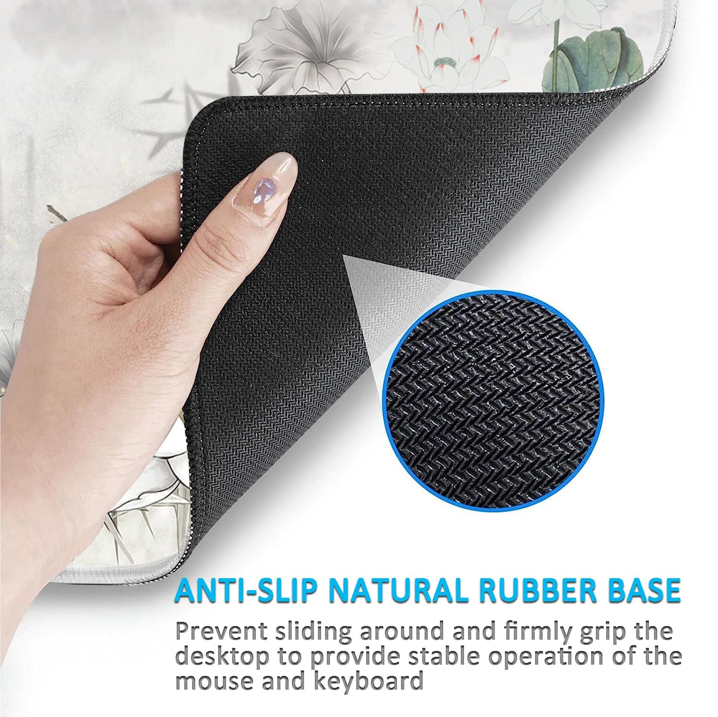 LL-COEUR XXL Landscape Gaming Mouse Pad Computer Keyboard Mat Office Desk Pad (Lotus 2, 23.6" x