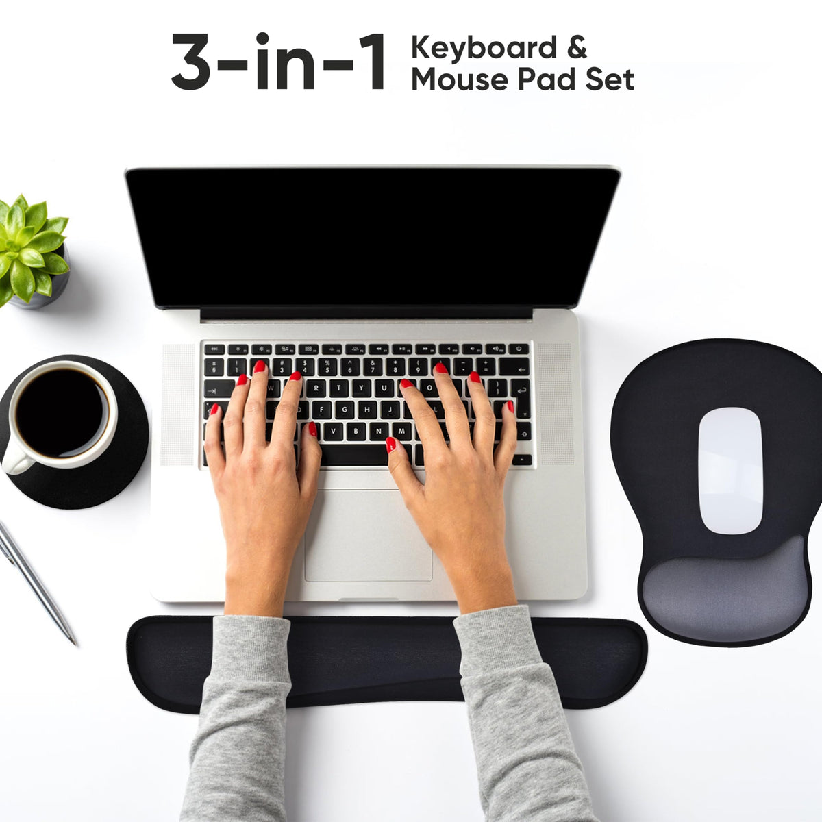 WINTOJO Wrist Rest Support for Mouse Pad Keyboard Set Circle Coaster Gaming Mouse Pad Ergonomic Gel