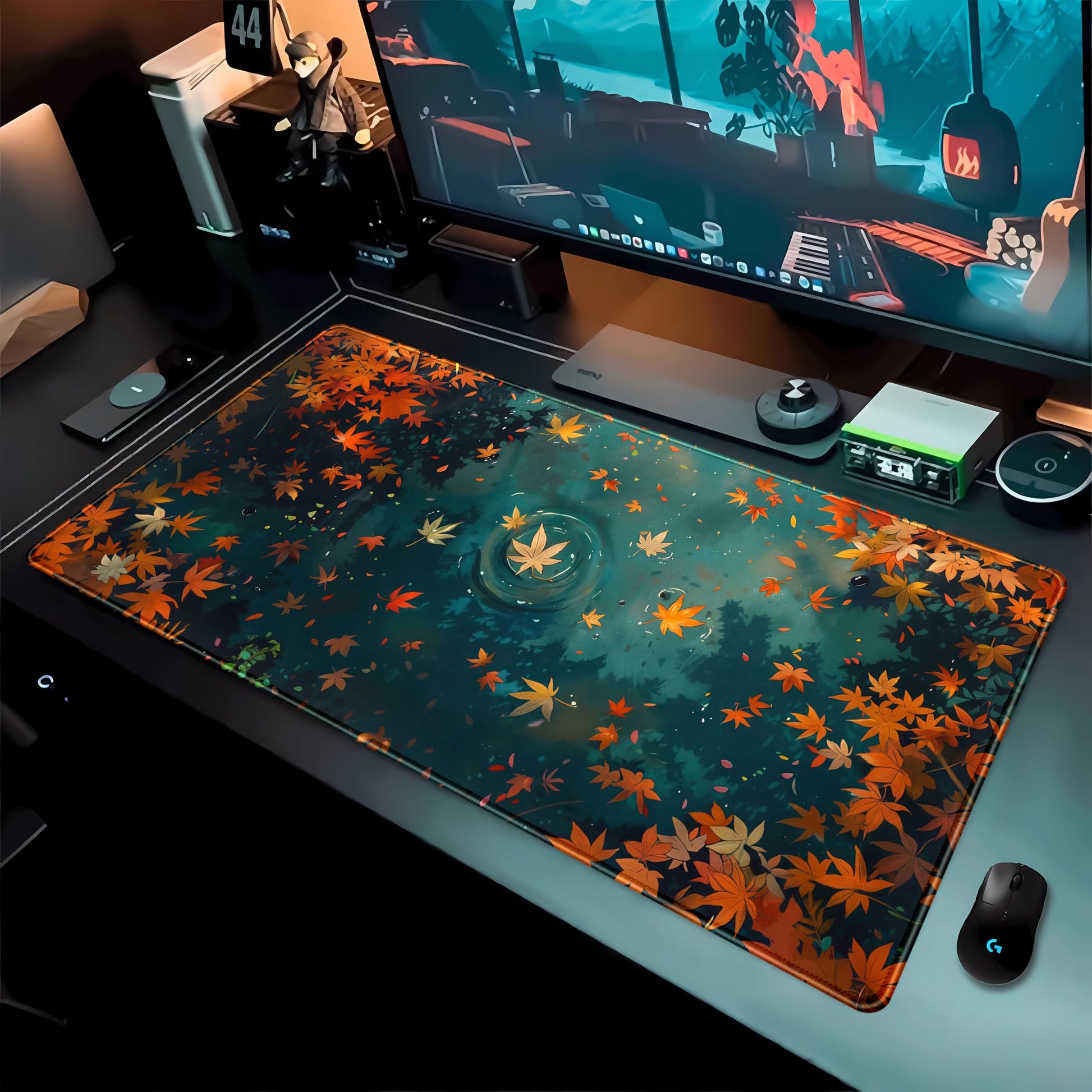 Maple Leaves Desk Mat Gaming Mouse Pad Large, Extended Desk Pad Full Desk Cover Mat, Fall Leaves