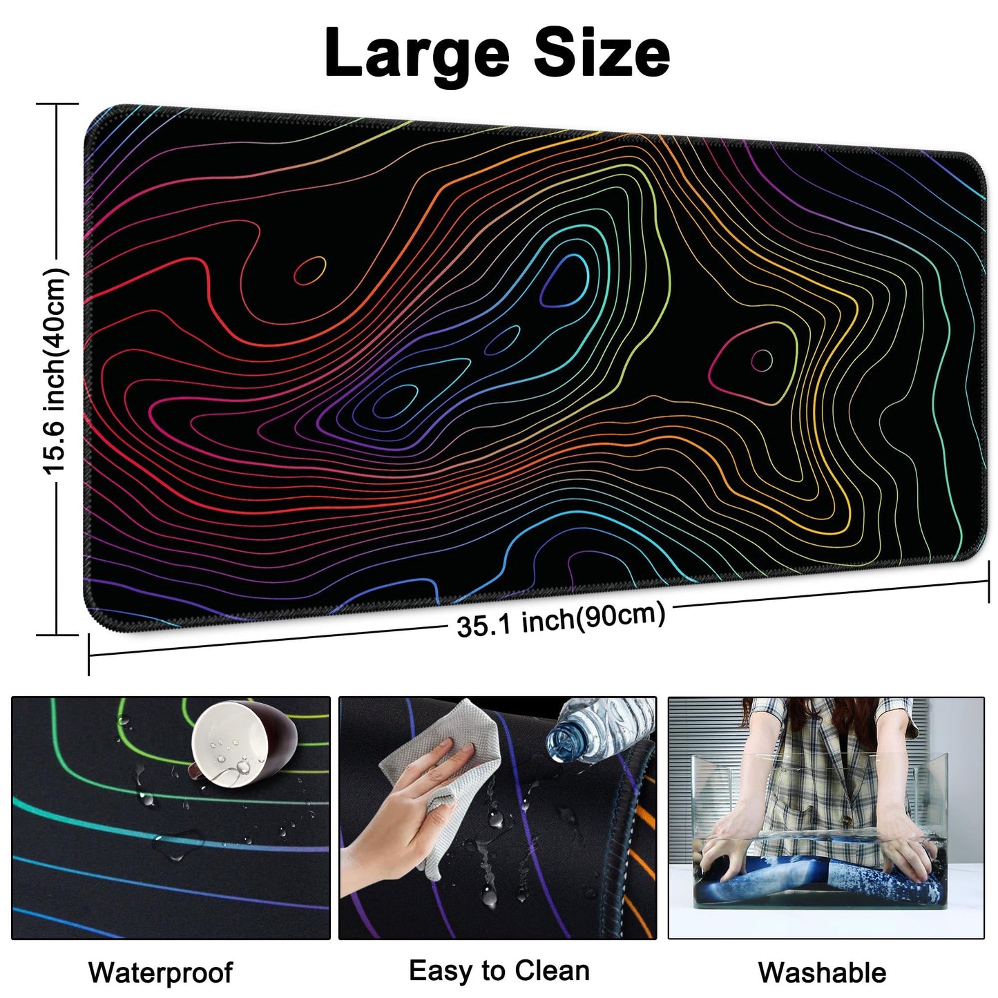 Wiabsi Desk Mat Pad,Large XXL Extended Mouse Pad Mat for Desktop Keyboard