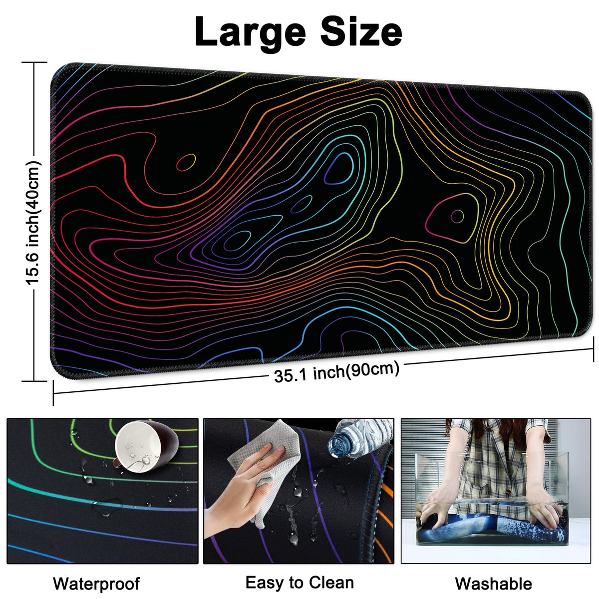 Wiabsi Desk Mat Pad,Large XXL Extended Mouse Pad Mat for Desktop Keyboard