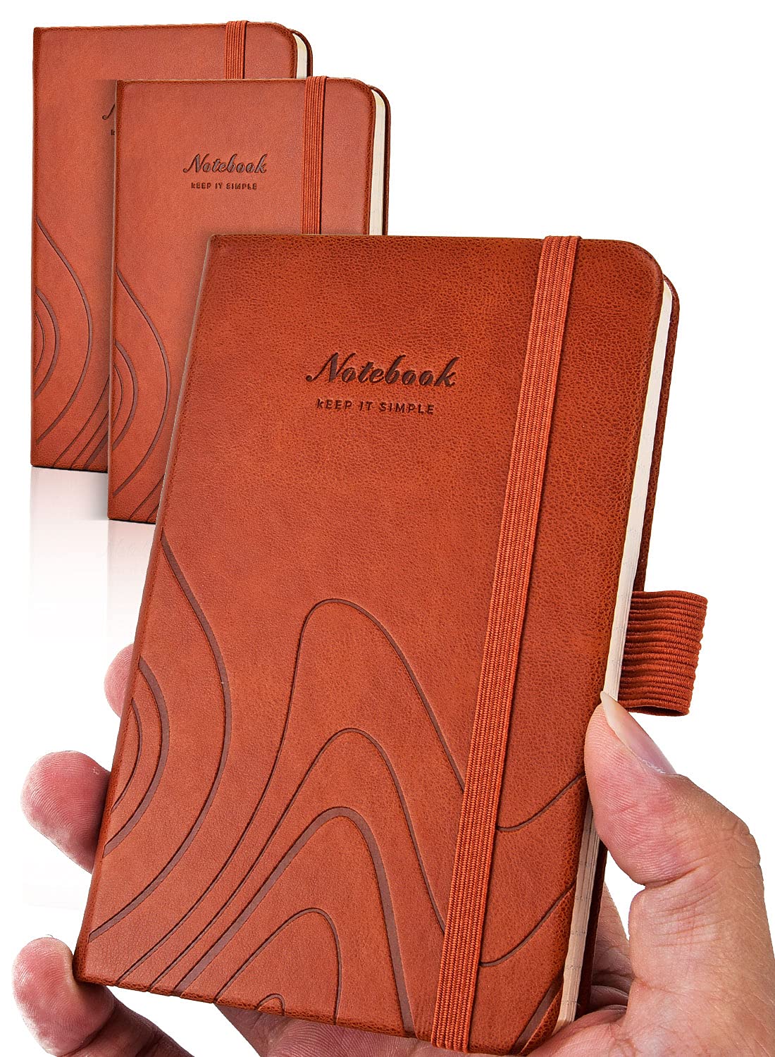 AISBUGUR Pocket Notebook 3.7" x 5.7" Small Notebook 2 Pack, Brown