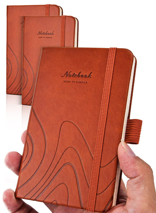 AISBUGUR Pocket Notebook 3.7" x 5.7" Small Notebook 2 Pack, Brown
