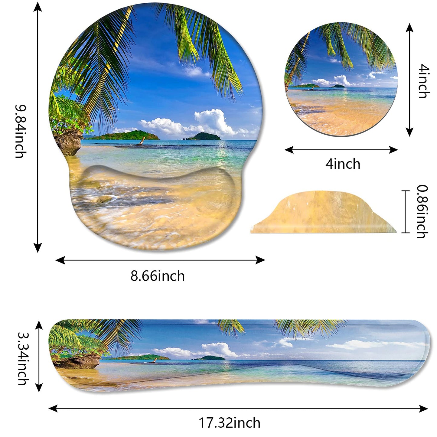 Keyboard Wrist Rest and Mouse Pad Wrist Support Set with Coasters, Non-Slip PU Base Ergonomic