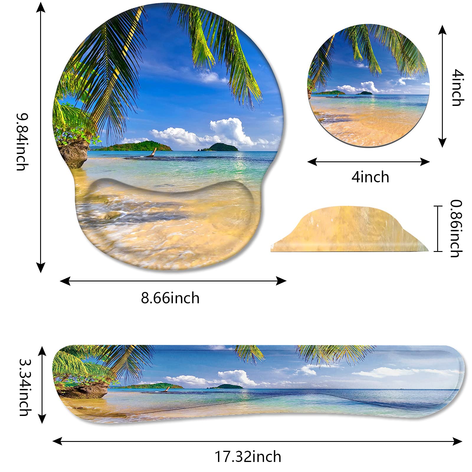 Keyboard Wrist Rest and Mouse Pad Wrist Support Set with Coasters, Non-Slip PU Base Ergonomic