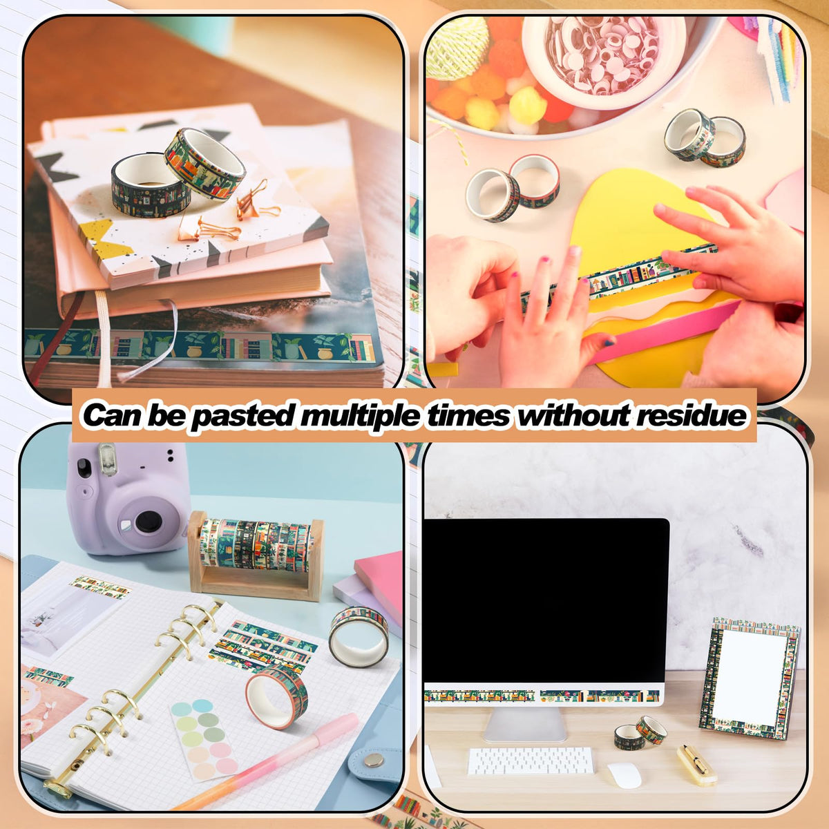 Janlaugh 24 Rolls Book Washi Tape Back to School Crafting Gifts, Plants