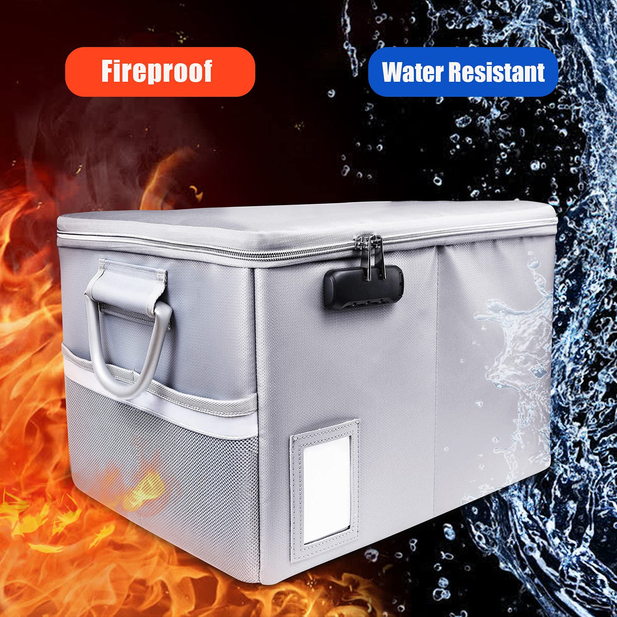 TOMKID Fireproof File Cabinet with Lock, Fireproof Document Organizer Collapsible File Box Filing