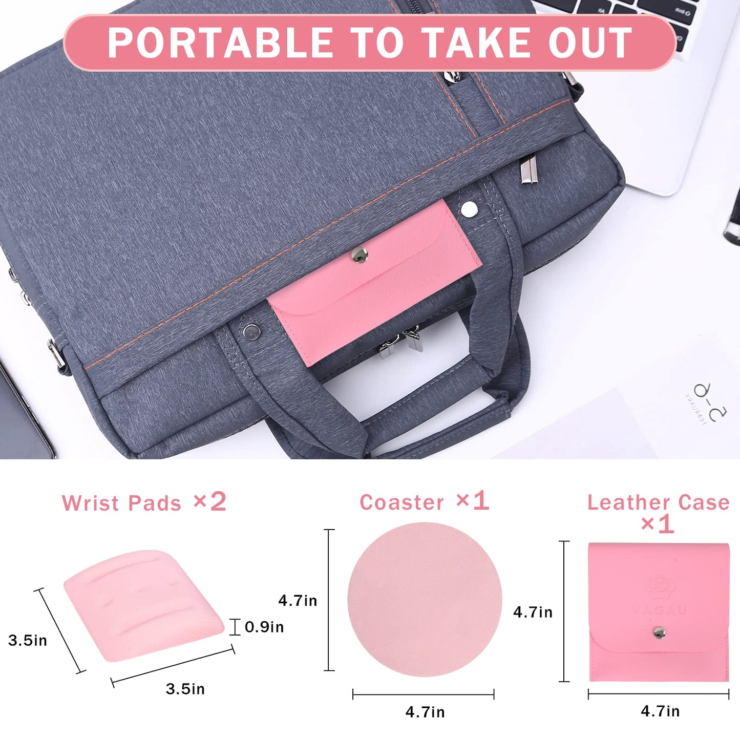 VAGAU Wrist Rests for Laptop, Wrist Support for Keyboard and Mouse Pink