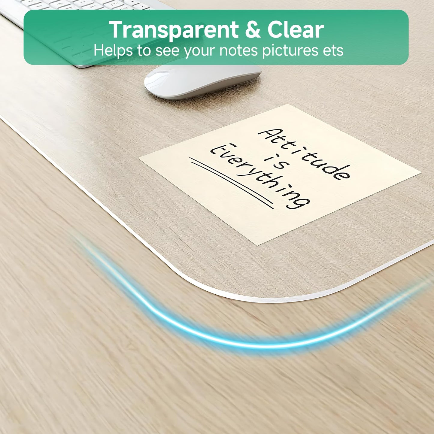 NATRKE Clear Desk Mat Pad, 35.4"x15.7" Large Transparent Computer Desk Mat Plastic Desktop