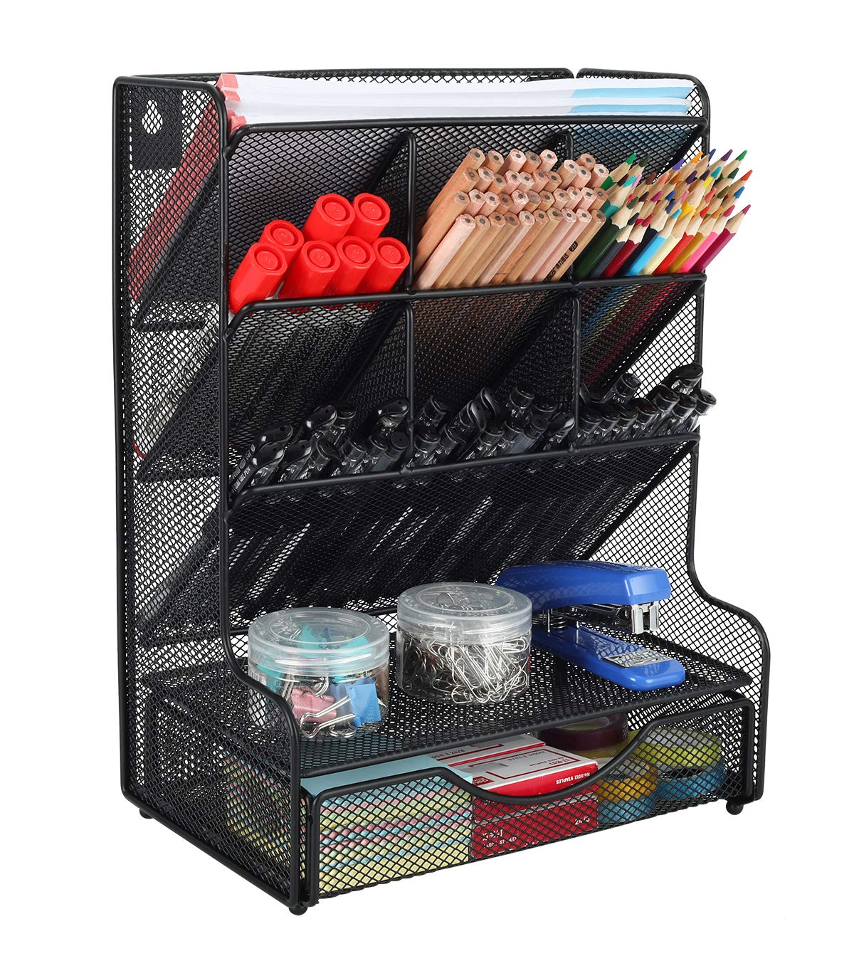 PAG-Mass Desk Organizer with Drawer Office Supplies and Accessories Storage Caddy Hanging Wall