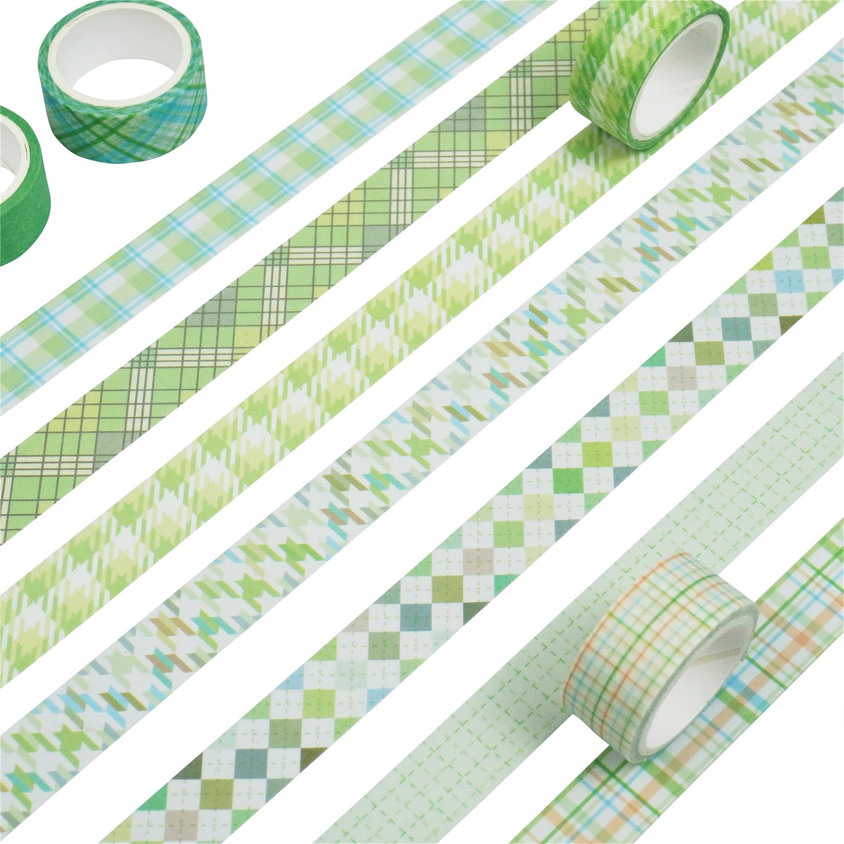 YUBX Basic Grid Washi Tape Set 12 Rolls Plaid Decorative Masking Tapes for Arts, DIY Crafts
