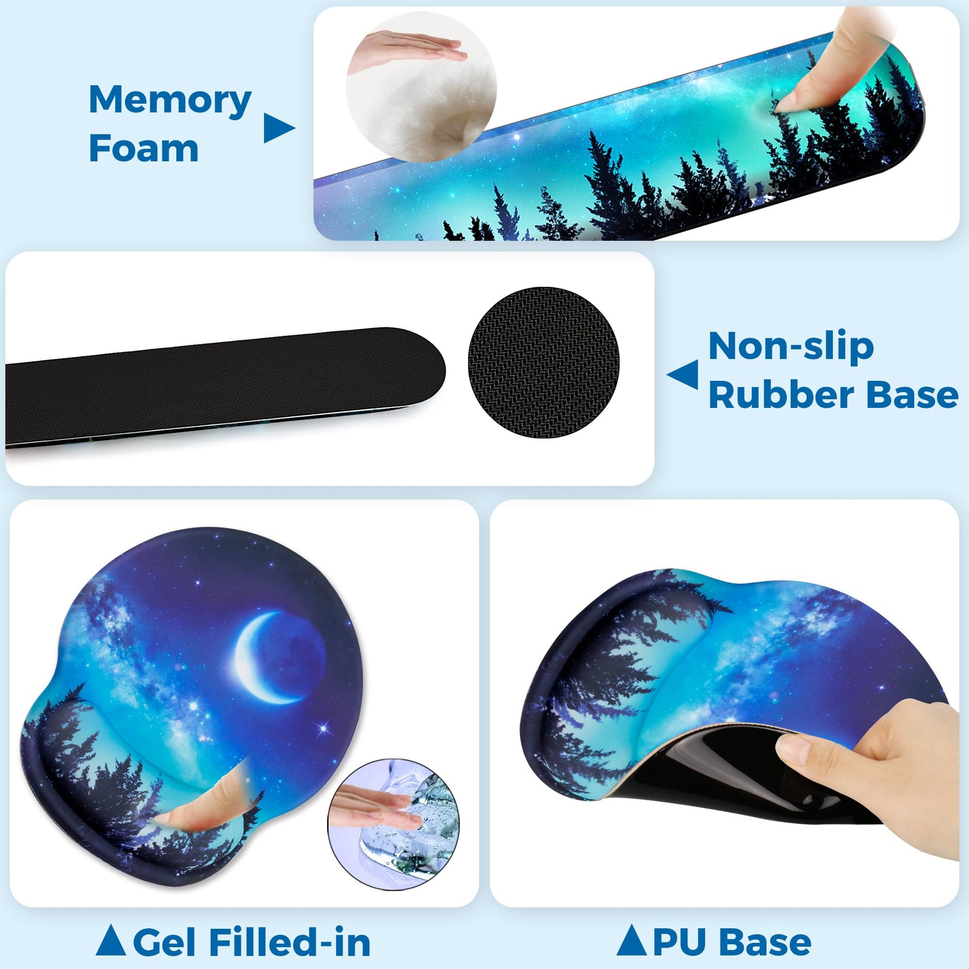 Wiabsi Mouse Pad and Keyboard Wrist Rest Support,Ergonomic Mouse Pad Set