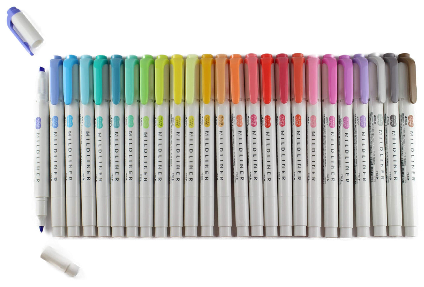 〈New〉ZEBRA Mildliner Water-based Marker, Twin tips (Bold and Fine), Assorted Pastel Color, 25