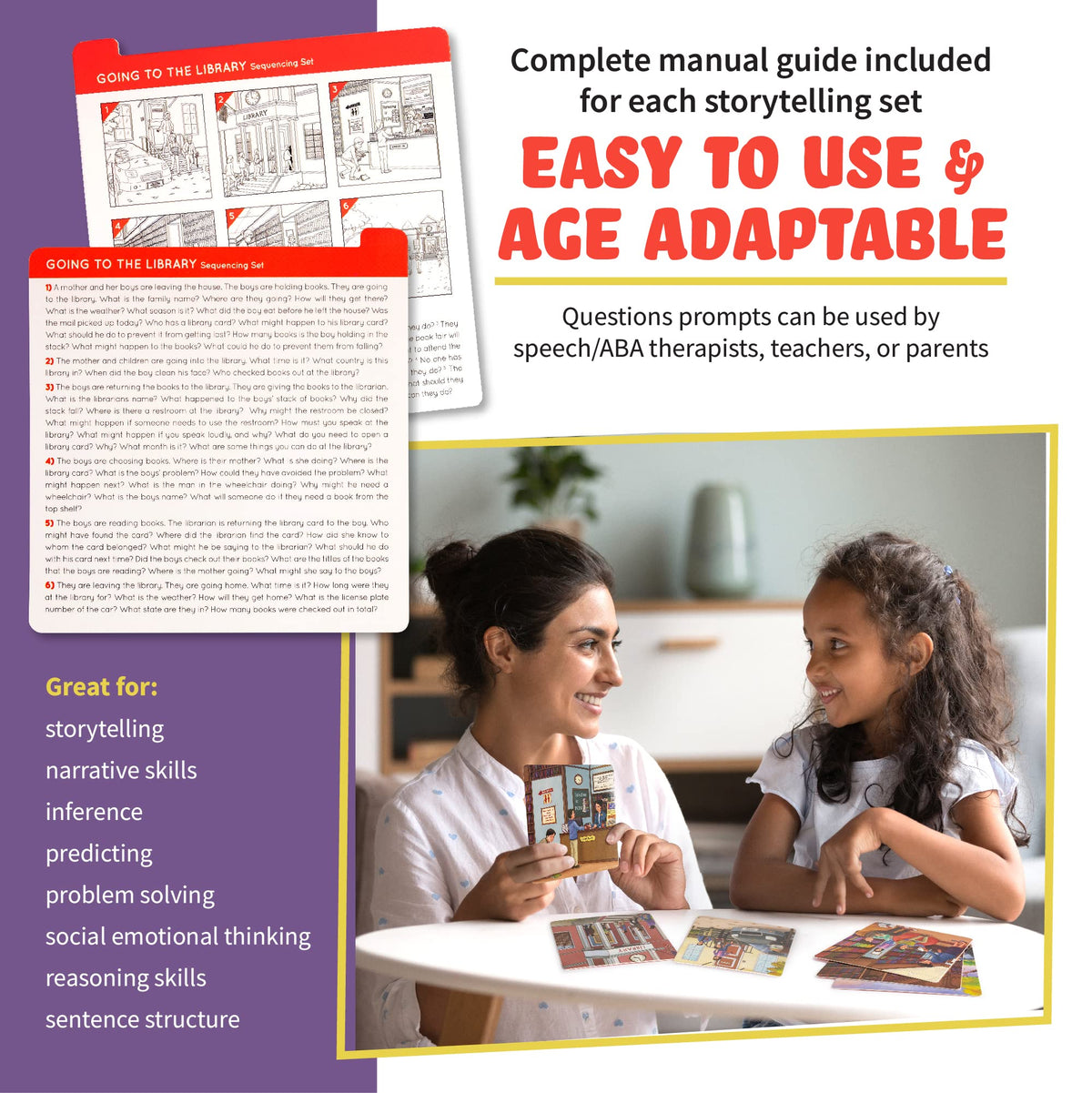 Sequencing Cards for Storytelling, Speech Therapy Game, Special Education Materials, Sentence