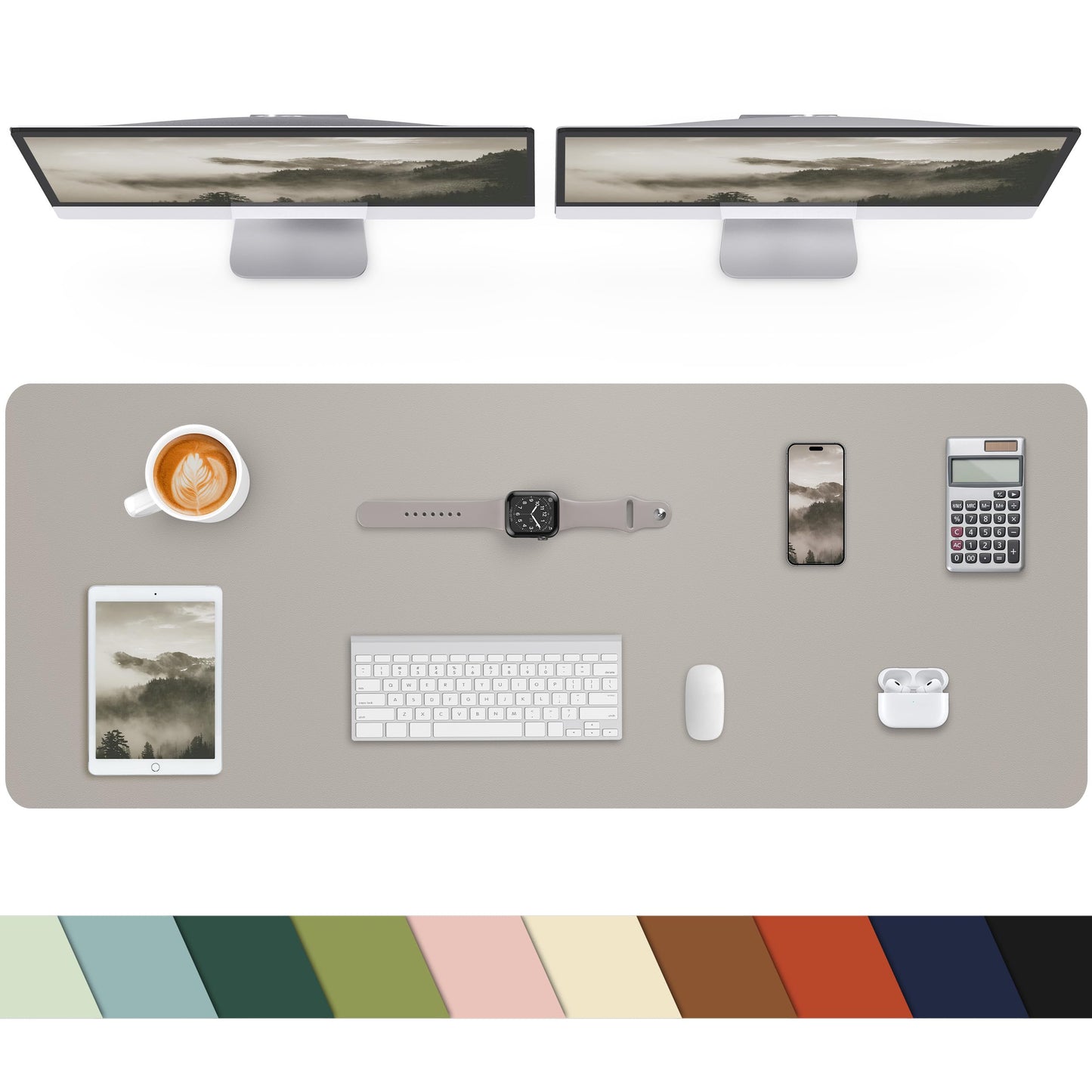 Leather Desk Pad & Protector, Large Mouse Pad & Blotter, Non-Slip PU Leather Desk Cover Mat, Light