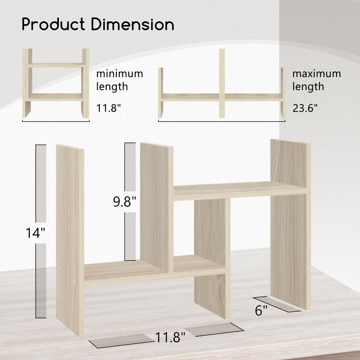 Jerry & Maggie Desktop Organizer Office Storage Rack Adjustable Wood Display Shelf Free Style