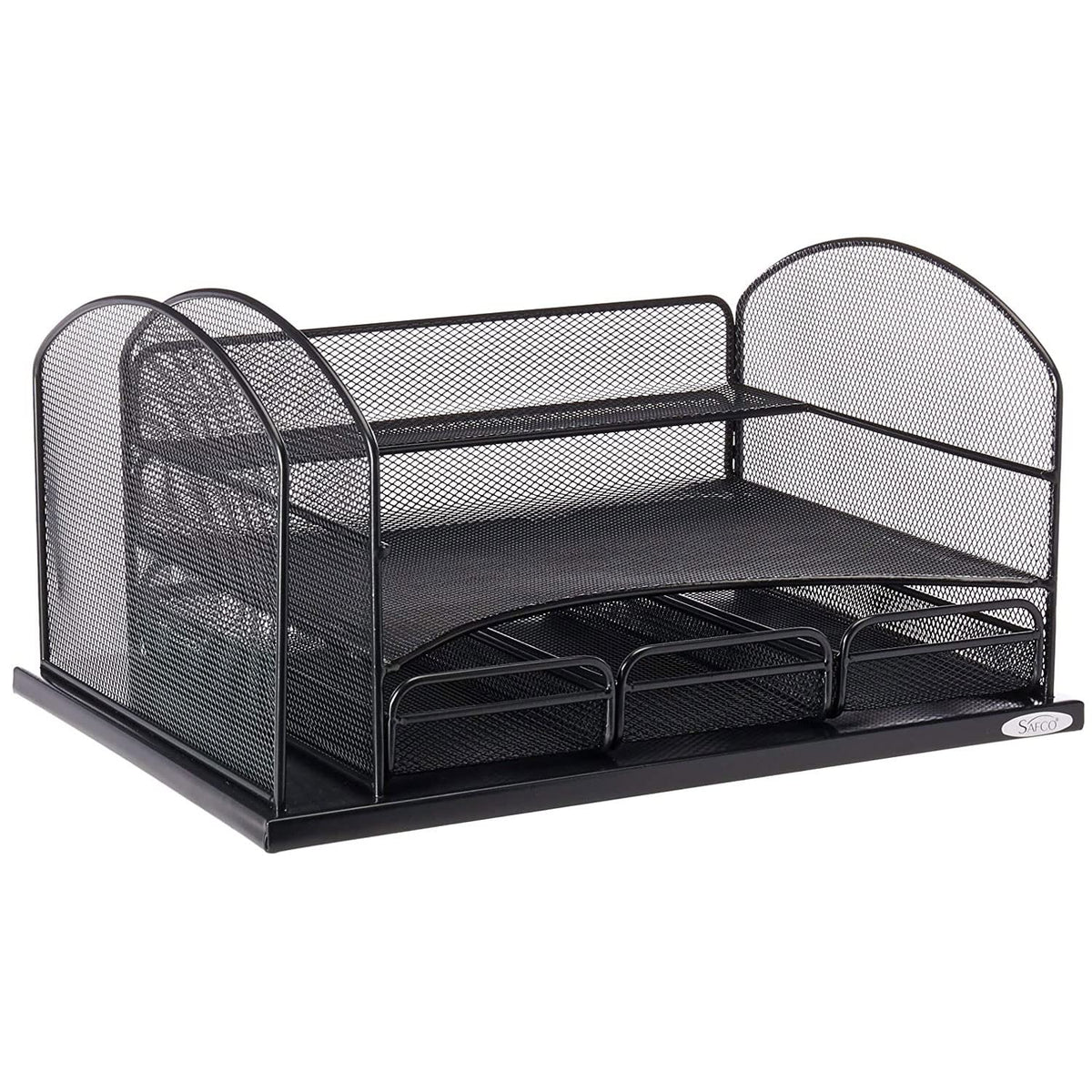 Safco Products 3252BL Onyx Mesh Desktop Organizer with 3 Drawers, Black 16" x 11.4" x 8"