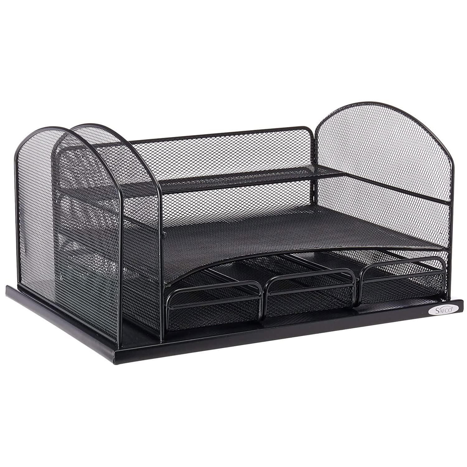 Safco Products 3252BL Onyx Mesh Desktop Organizer with 3 Drawers, Black 16" x 11.4" x 8"