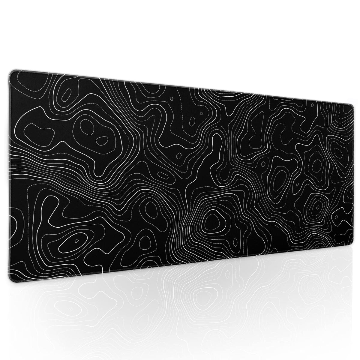Topographic Contour Black Gaming Mouse Pad XL Topo Geographic Map Lines Extended Large Mouse Pad