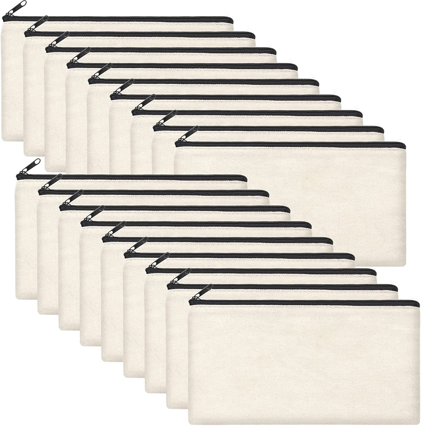 Legigo 20 Pack Blank Canvas Bag Zipper Pouch Makeup Bags Bulk - Multi-Purpose Canvas Pencil Pouch