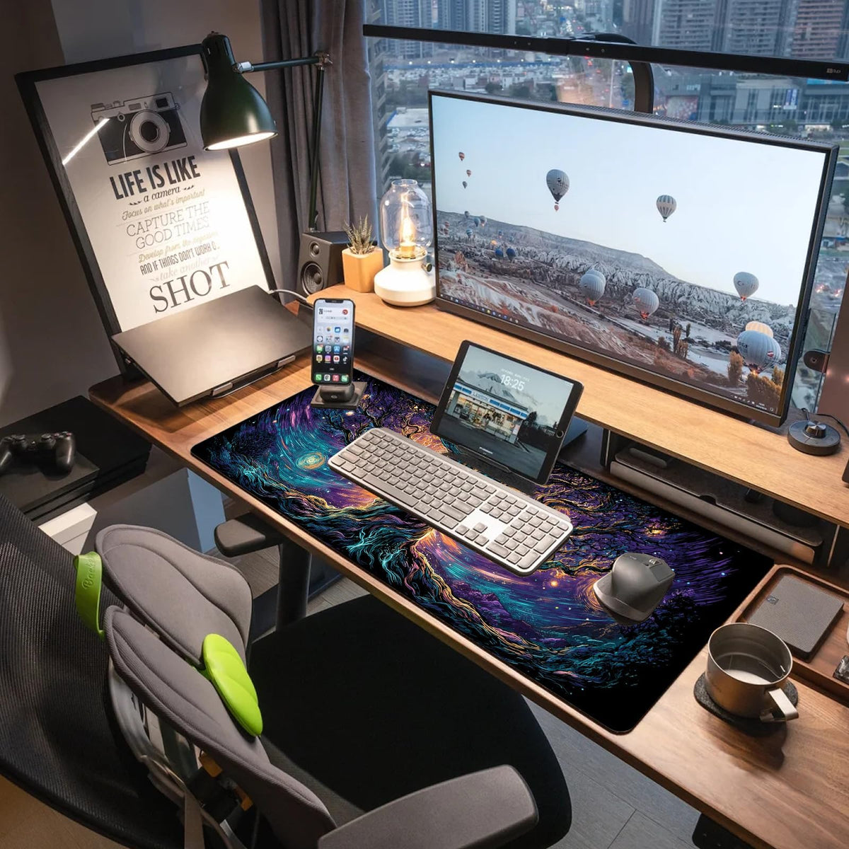 Extended Gaming Mouse Pad, Large Mouse Mat 3 mm Nature Rubber Base Mousepad with Stitched Edges