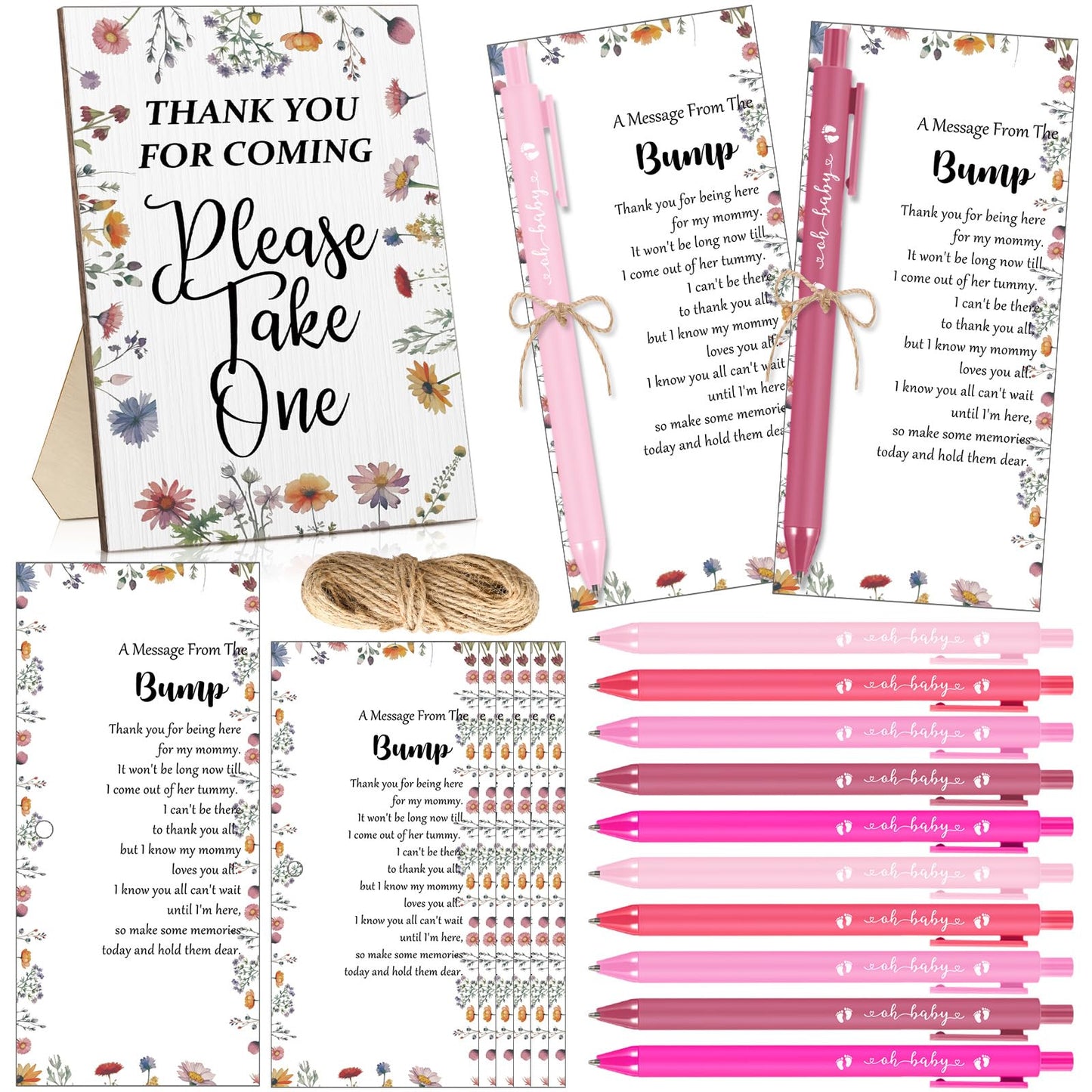 Sintuff 50 Set Baby Shower Party Favors for Guests, Pink, Wild Flower
