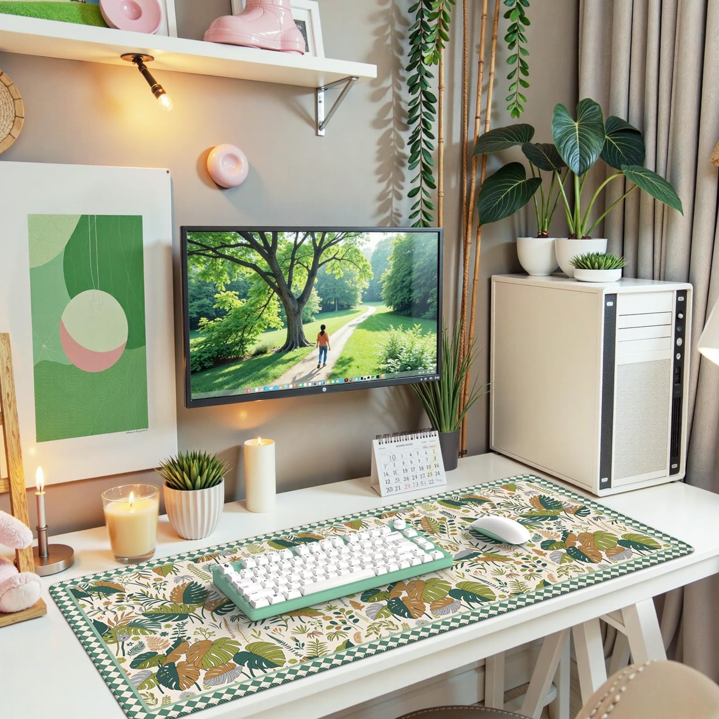 iCasso Large Desk Pad, Aesthetic Computer Mouse Pad for Desktop,Tropical