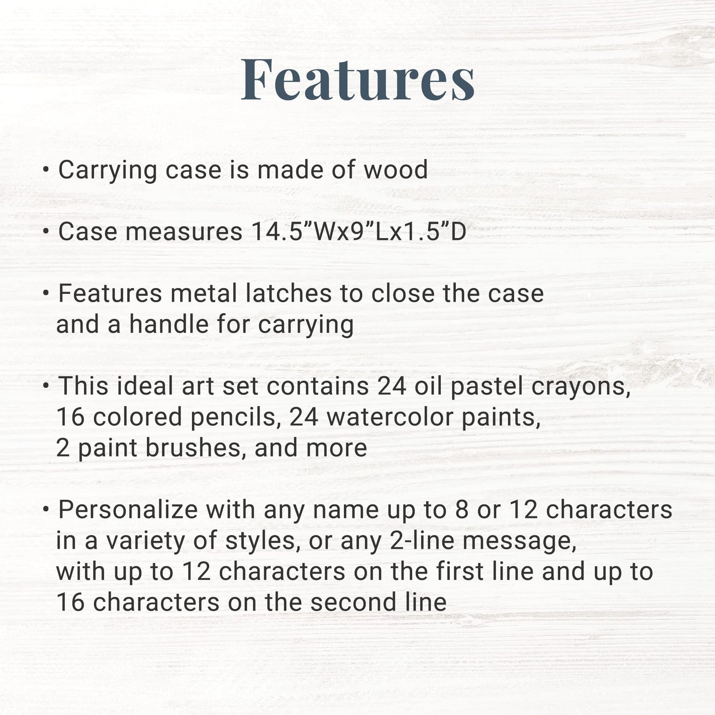 Let's Make Memories Personalized 80-Piece Deluxe Art Set - for Kids - Wood Carrying Case - Oil