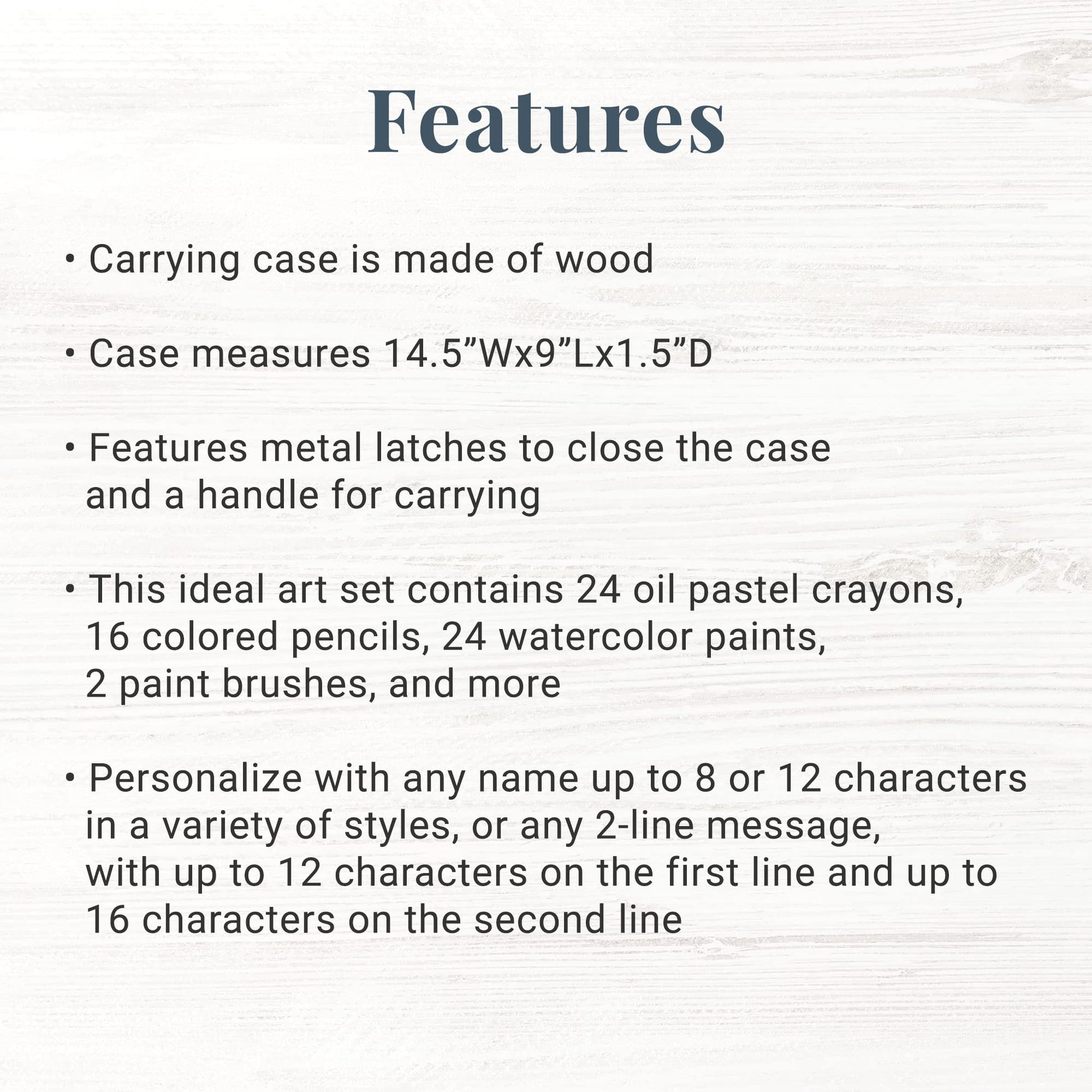 Let's Make Memories Personalized 80-Piece Deluxe Art Set - for Kids - Wood Carrying Case - Oil