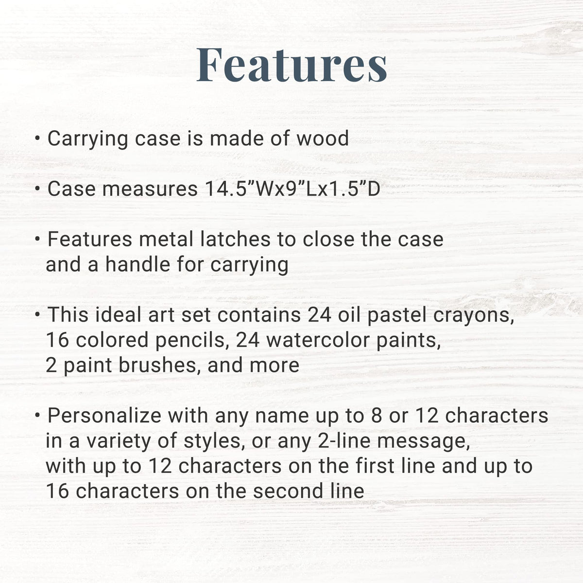 Let's Make Memories Personalized 80-Piece Deluxe Art Set - for Kids - Wood Carrying Case - Oil