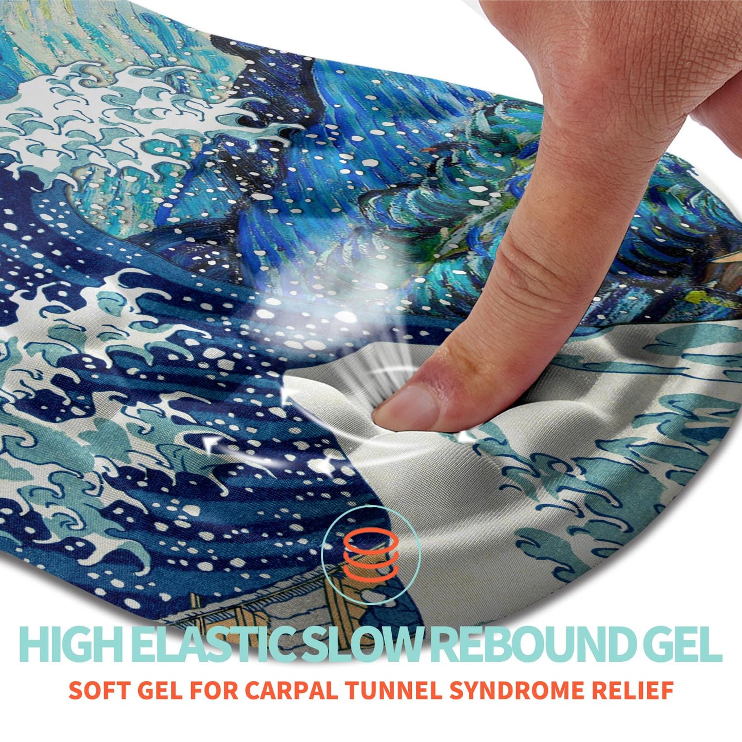 Kuosgm Ergonomic Mouse Pad Wrist Support with Memory Foam Massage Bulge, Carpal Tunnel Pain Relief