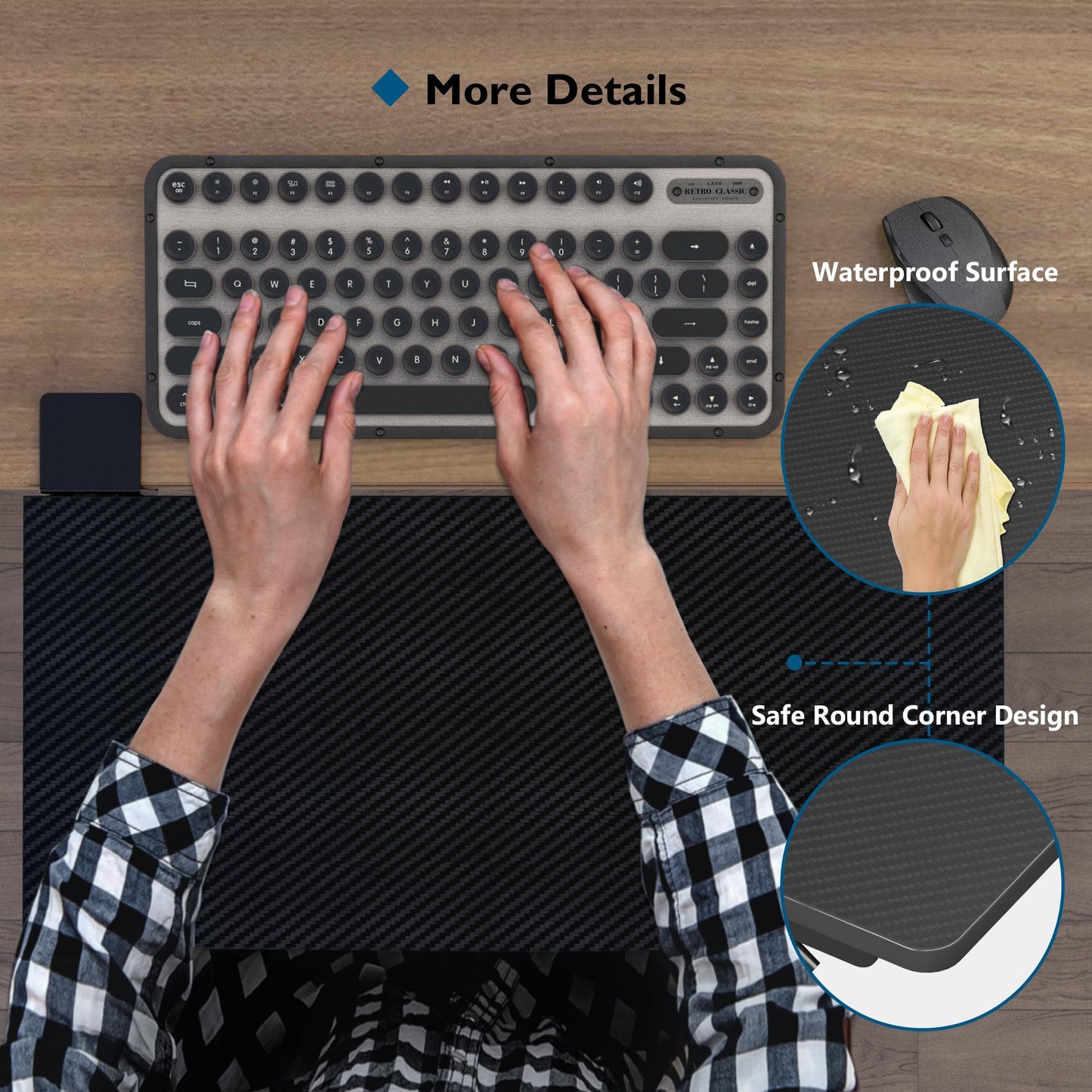 BONTEC Small Ergonomics Desk Extender Tray, 20 x 9.5 Inch, Black Carbon