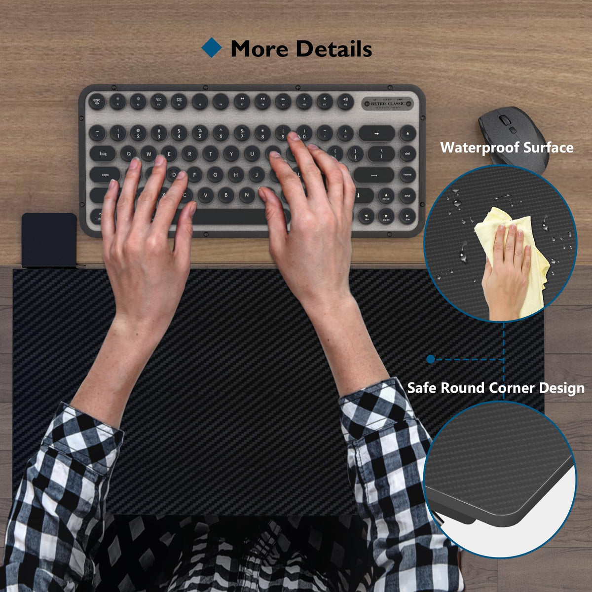 BONTEC Small Ergonomics Desk Extender Tray, 20 x 9.5 Inch, Black Carbon