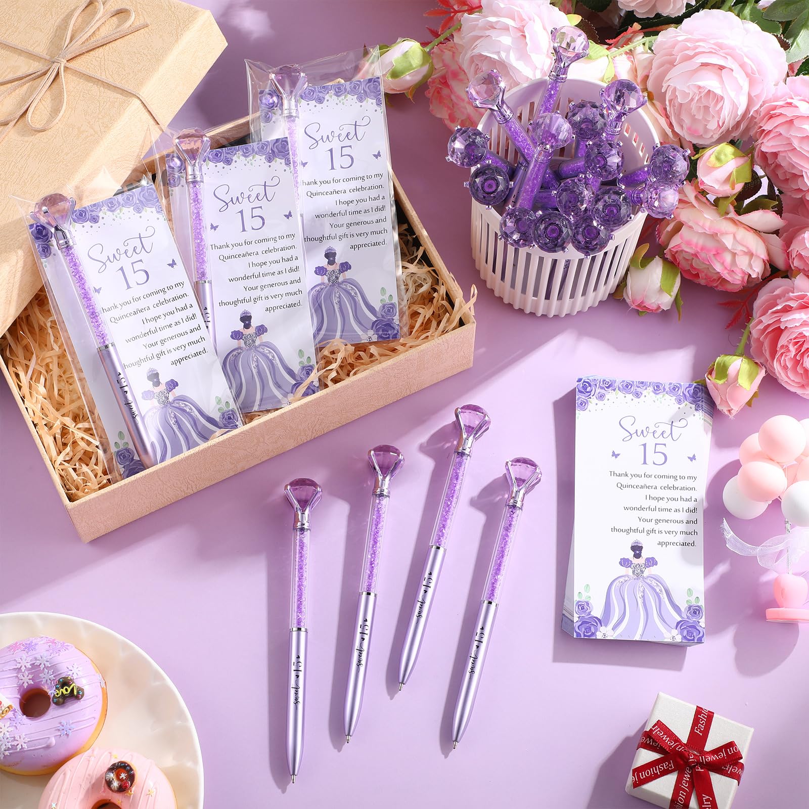 Sayglossy 50 Set Quinceanera Party Favor Sweet Gift, 15th, Purple