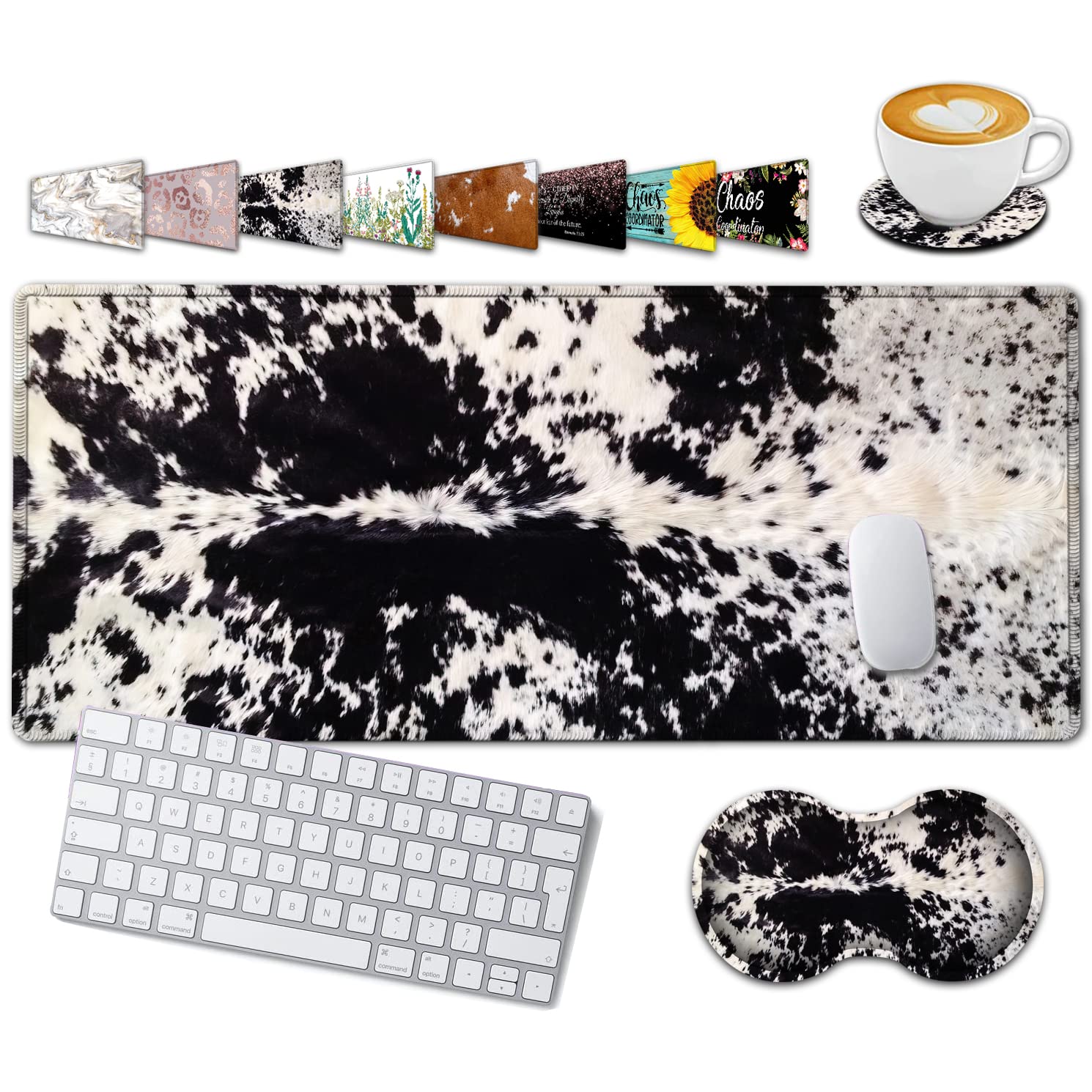 Large Gaming Mouse Pad, 31.5x11.8 in Extended Computer Mouse Mat with Non-Slip PU Base, Ergonomic