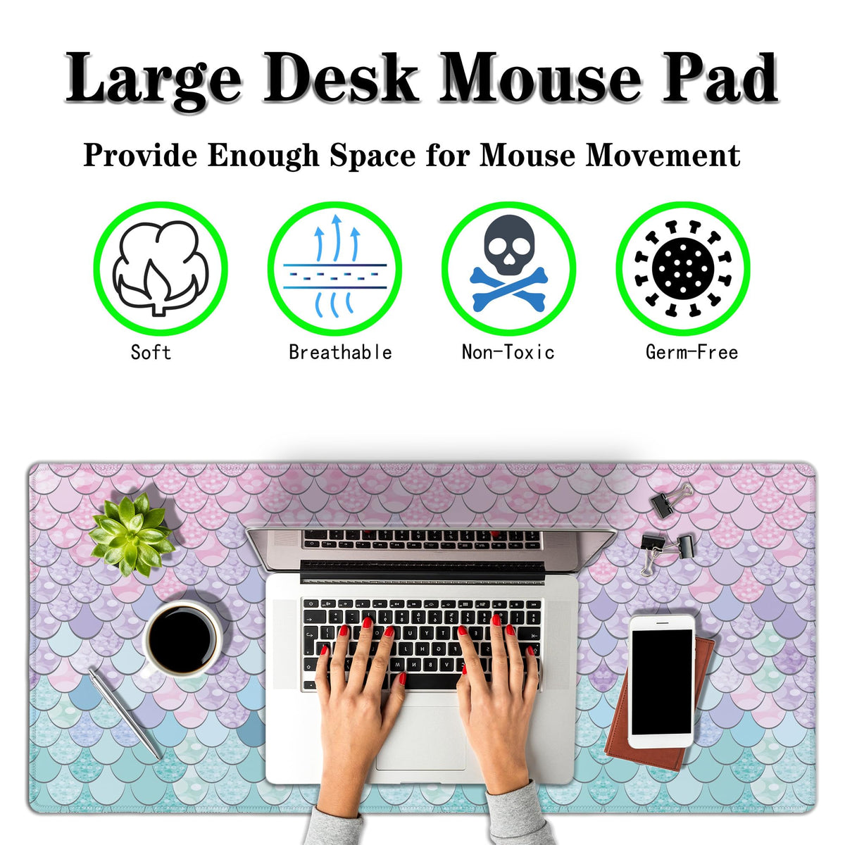Samgula XXL Mouse Pads Pink Desk Pad, Gaming Mouse Pad Desk Decor for Girls Desktop Mat, Keyboard